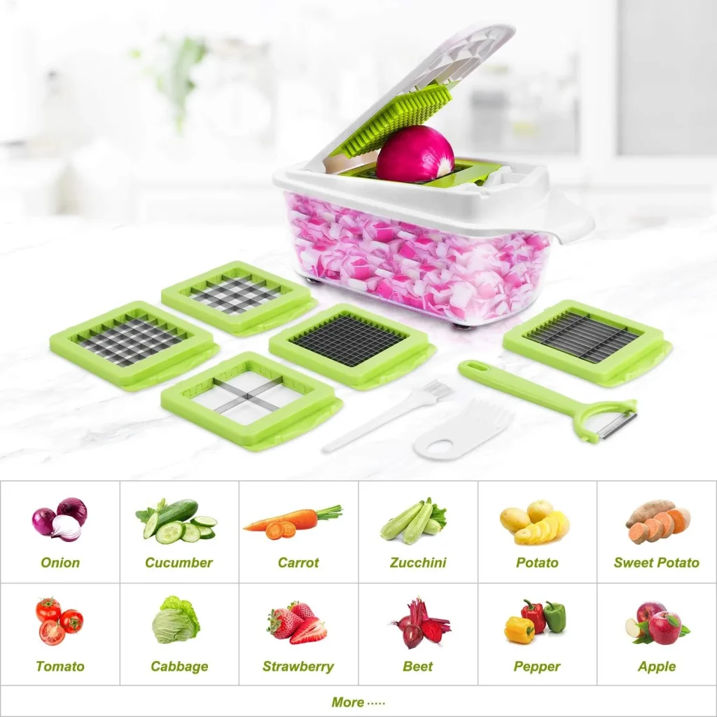 Coupe-légumes multifonctions 12 en 1 avec lames inox Coupe-légumes multifonctions 12 en 1 avec lames inox