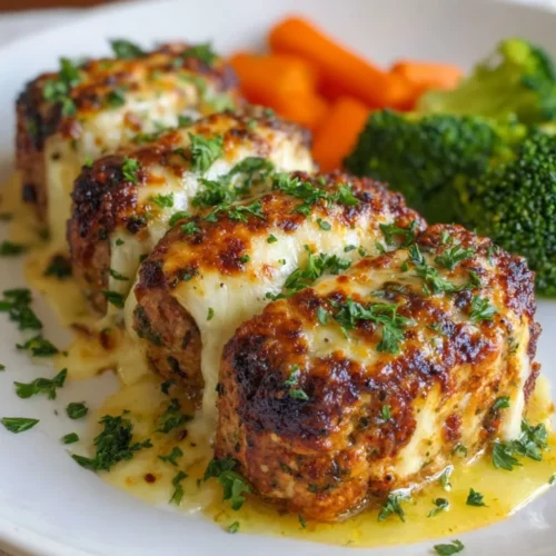 Pain de viande de poulet à l’ail et au parmesan gratiné au four Pain de viande de poulet à l’ail et au parmesan gratiné au four